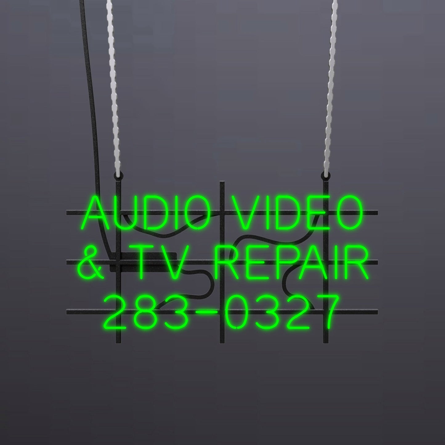 #A300 - "Audio Video & TV Repair - 283-0327" Neon Sign