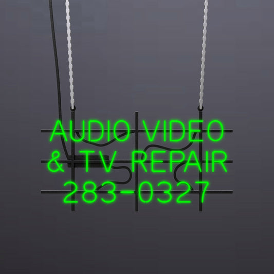 #A300 - "Audio Video & TV Repair - 283-0327" Neon Sign