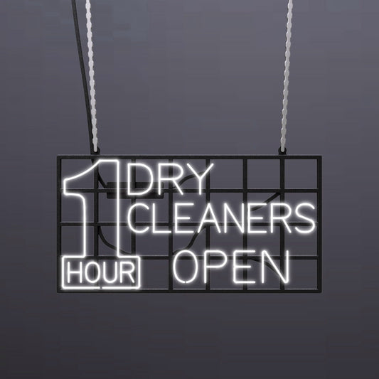 #A401 - "1 Hour Dry Cleaners - Open" Neon Sign