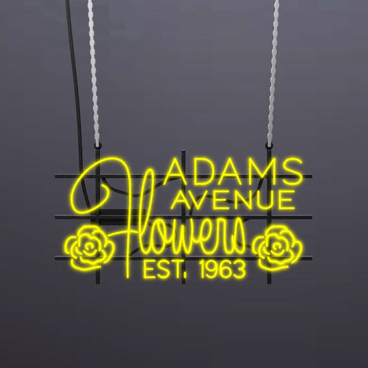 #A402 - "Adams Avenue Flowers - Est. 1963" Neon Sign