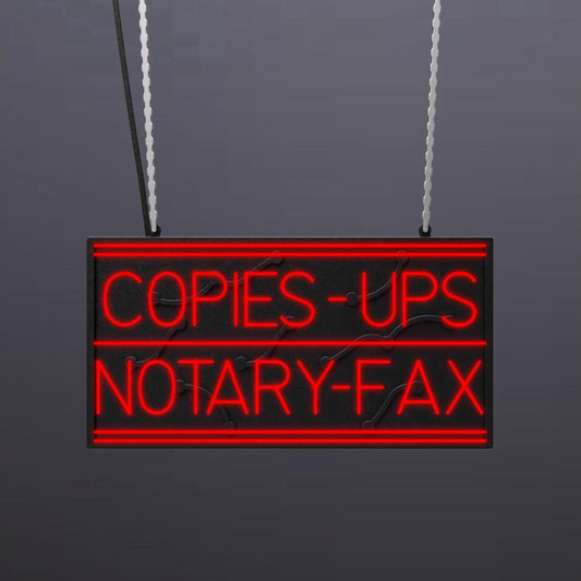 #A404 - "Copies - UPS - Notary - Fax" Neon Sign