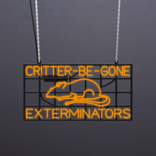 #A405 - "Critter-Be-Gone Exterminators" Neon Sign