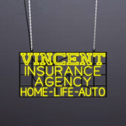 #A413 - "Vincent Insurance Agency - Home-Auto-Life" Neon Sign