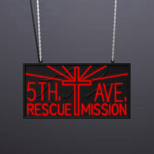 #A705 - "5th Ave Rescue Mission" Neon Sign