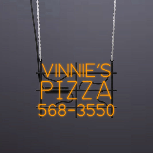 #B205 - "Vinnie's Pizza - 568-3550" Neon Sign