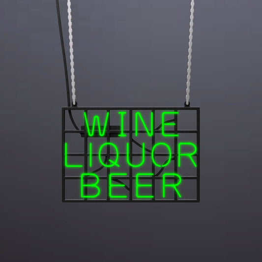 #B604 - "Wine - Liquor - Beer" Neon Sign